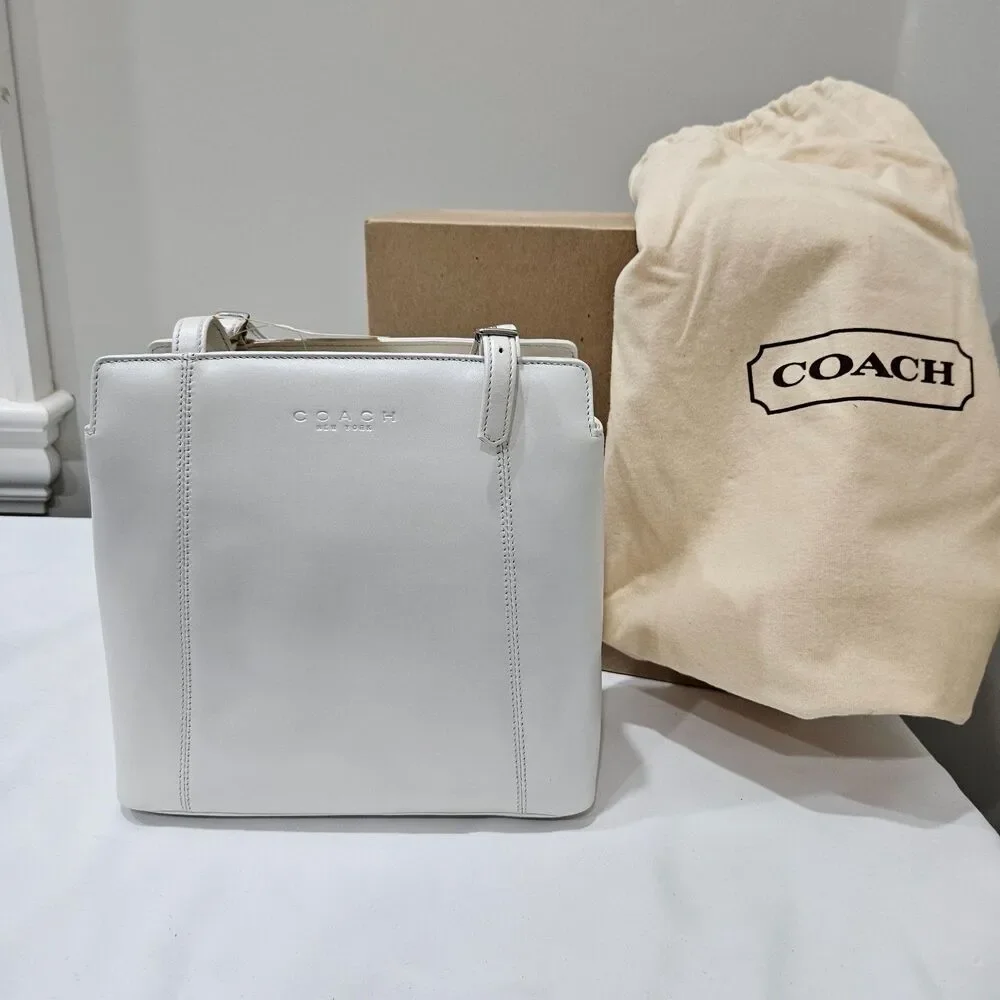 Vintage Coach Pearlized Satchel Bag 6107 Ivory Snap Button Capsule Travel